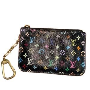 Louis Vuitton Vintage Murakami Multicolor Monogram Key Pouch Pink Interior
